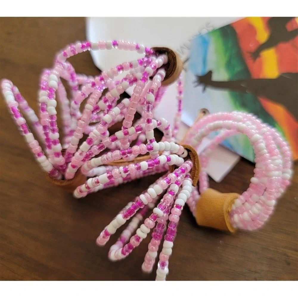 NWT Global Mosaic Africa Ariafrica Pink Beaded Napkin Rings 121567